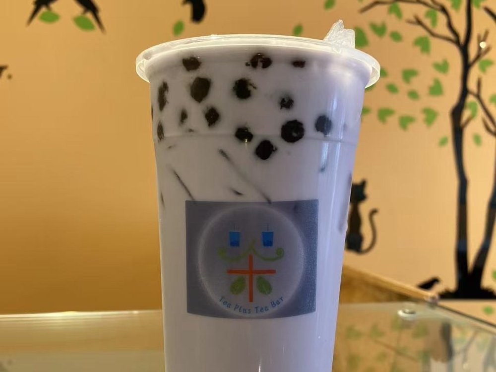 Taro milk tea with boba at Tea Plus Tea Bar